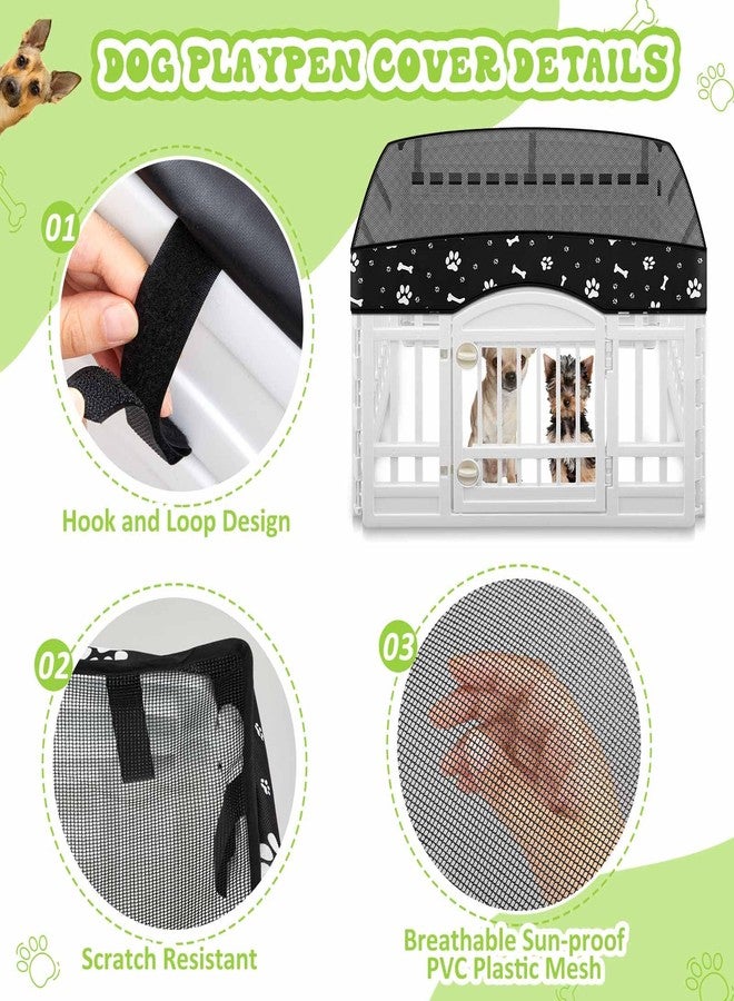 غطاء قفص لعب الكلاب SilTriangle (عبوة من قطعتين) مع سجادة سفلية، مناسب لقفص لعب الحيوانات الأليفة مقاس 36 بوصة بأربعة ألواح، غطاء قفص للكلاب، وسادة تمرين للجراء، قابل لإعادة الاستخدام والغسل، تصميم بحلقة وشريط لاصق، قفص اللعب غير متضمن (أسود) - Image 4